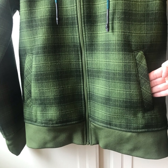 North Face Outbound Plaid Zip Fleece Hoodie Sage S - Picture 5 of 10